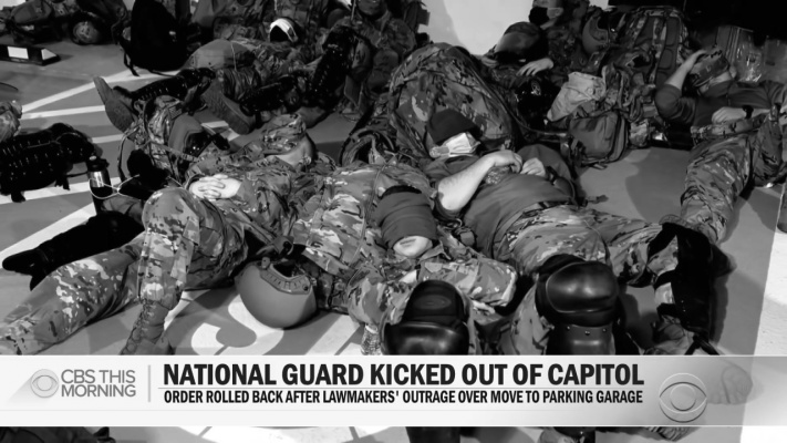 American soldiers kicked out of the parking lot at the end of the inauguration.