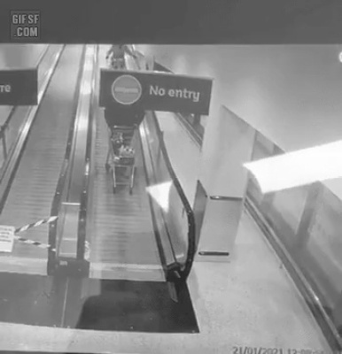 Mall escalators catastrophic gif