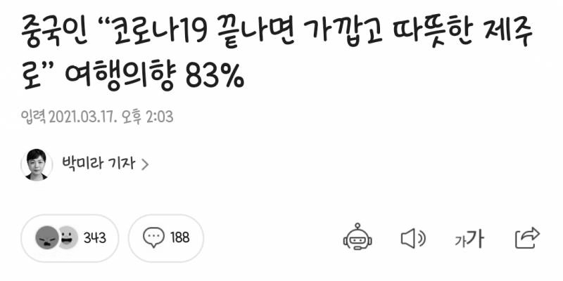 83% of Chinese "to Jeju Island, near and warm after Wuhan Corona"