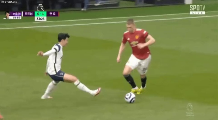 The scene where Son Heung-min is hit by a scene.gif