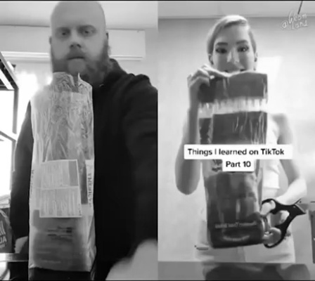 How to tie bread bags by man and woman.