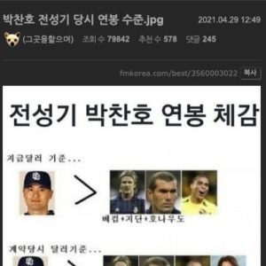 Park Chan-ho's salary in his heyday