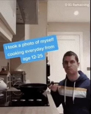 A man who took pictures of cooking every day from 12 to 25 years old.