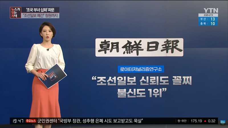 The Chosun Ilbo ranks first in credibility and distrust.