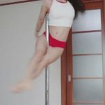 Practicing pole dancing