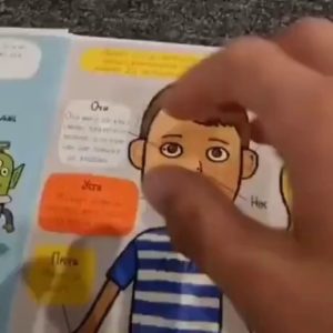 The difference between a man and a woman learning from a children's textbook.webp
