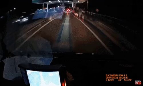 Police on a highway high-pass drive.