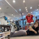 Yoo Inyoung's leggings taking resignation while working out. Angry clumsy.