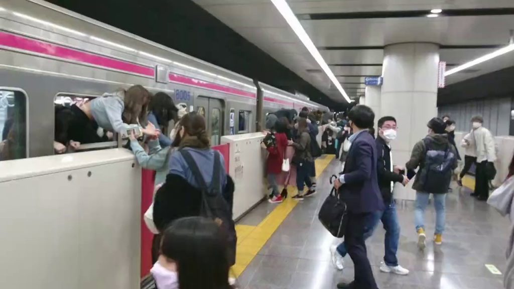 Add a video of the arson of a Japanese subway stabbing.