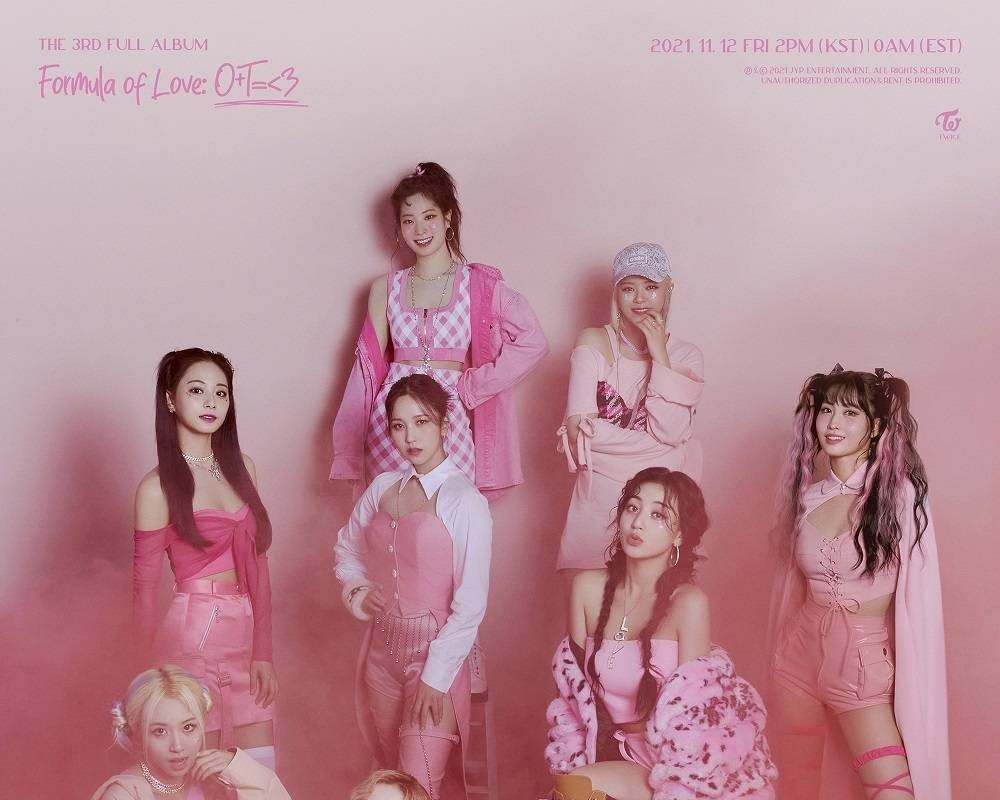The concept photo of TWICE's album, pink gangster version.