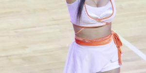 Park Sungah, a cropped sleeveless cheerleader.