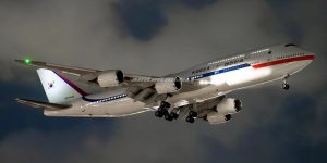 Photographs based on the new Air Force Unit 1 VIP private jet B747-8i.