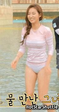 Kim Jeongjin of Miss Korea at a water park.