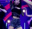 Black see-through shorts. fromis_9's Lee Saerom.