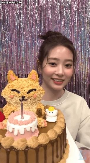 KIM MIN JU is showing off the desert fox's birthday cake - Instagram Live