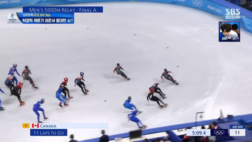 The relay final. The one who falls. Gif.