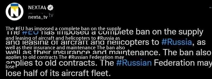 Russian airlines will only be able to use domestic civil flights.
