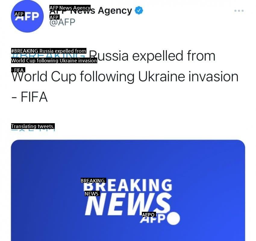 Breaking news. Getting kicked out of the World Cup in Russia.