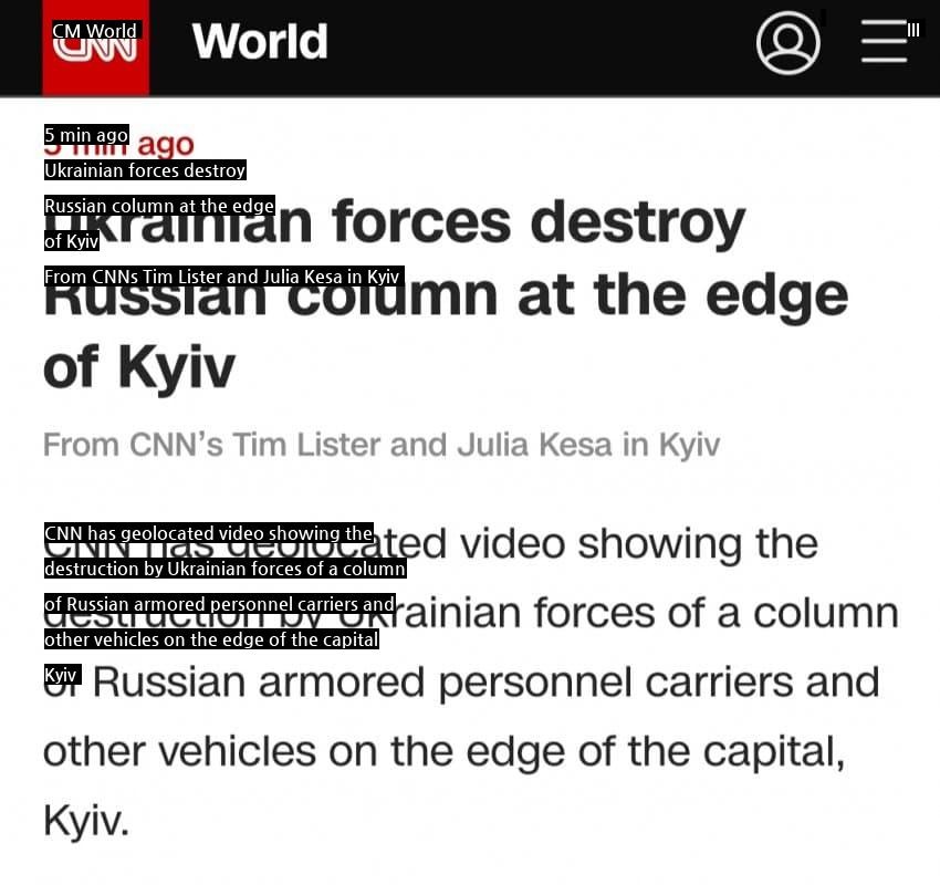 CNN defeated Russian troops outside of Kiev.