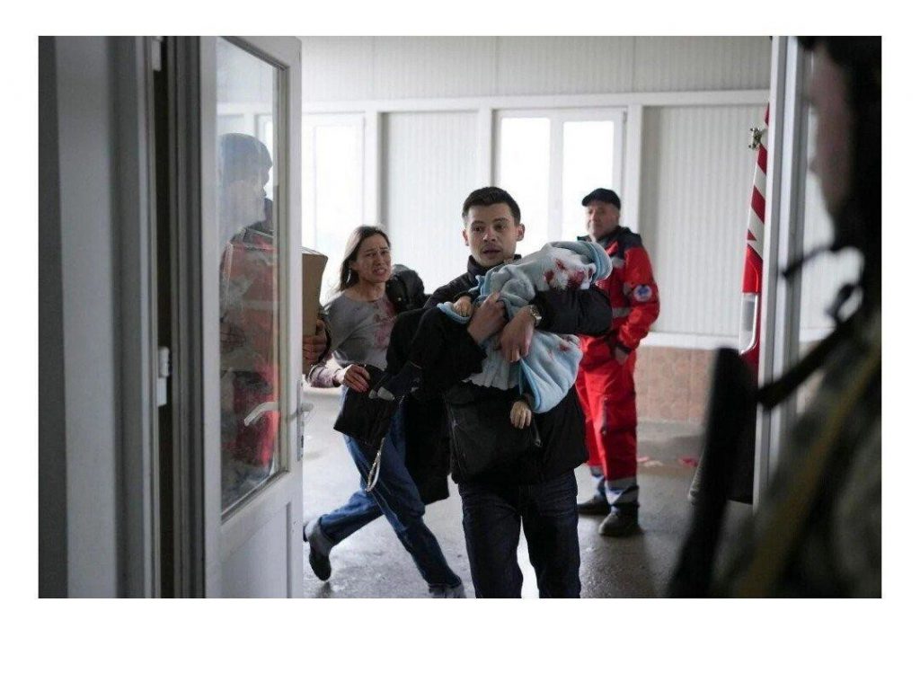 Ukrainian baby killed by sadist bombing.