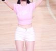 Tight pink t-shirt, loose white shorts, Yongkyung, cheerleader.