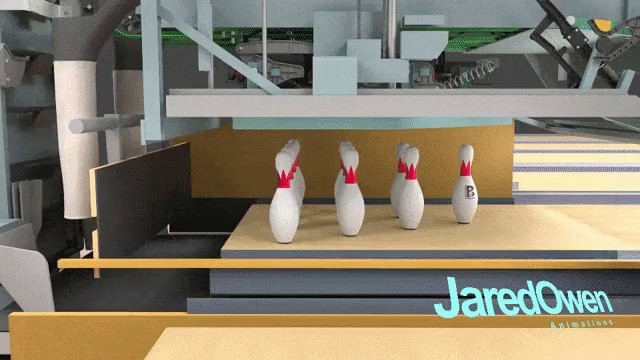 How bowling pins stand up.