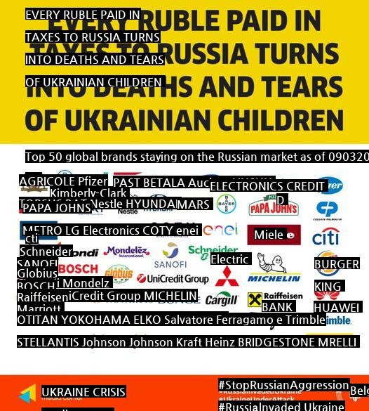 List of companies that Ukraine's Foreign Ministry has appealed for boycott.