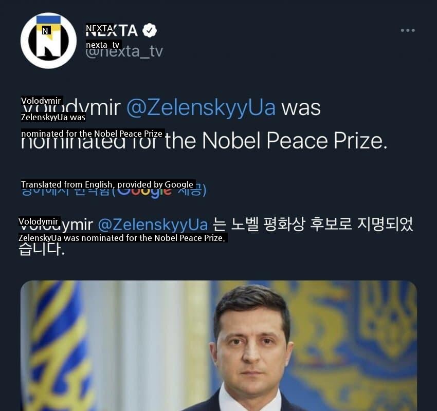 Breaking News: Zelensky Nominated for Nobel Peace Prize