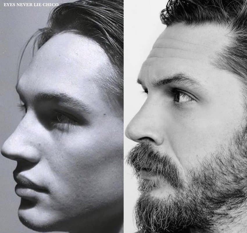 19-year-old Tom Hardy and 44-year-old Tom Hardy.