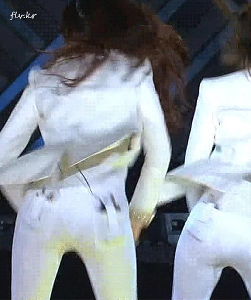White pants that show Woohee slightly