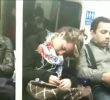 Woman with sleeping habits in subway mp4
