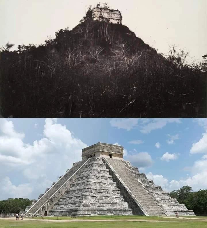 the appearance before and after the excavation of ancient ruins