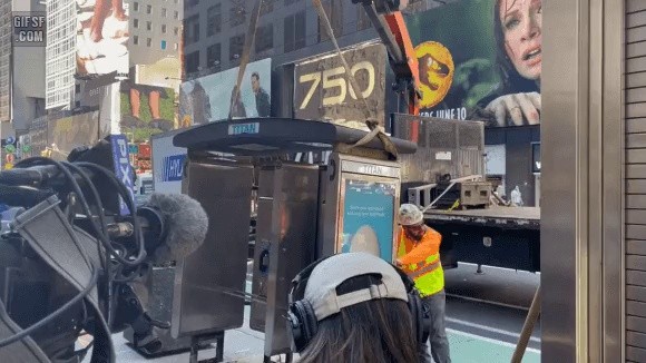 Demolition of the Last Public Phone Booth in Manhattan, U.S