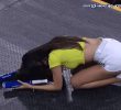 Cheerleader who's tired from cheering
