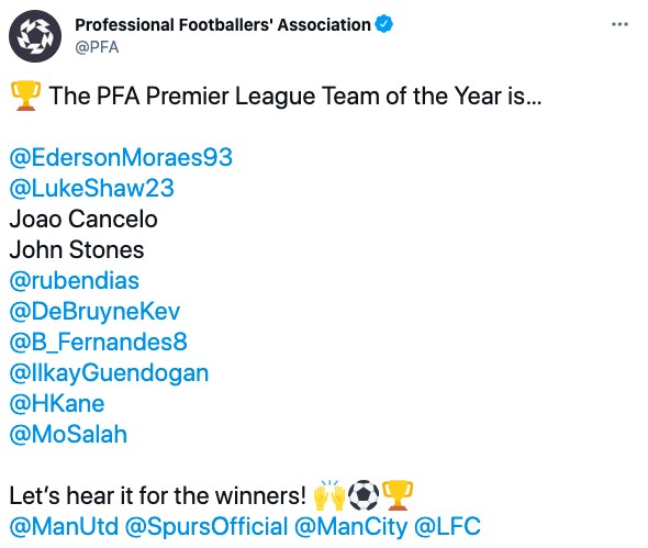 Last year, Son Heung-min was missing from the PFA
