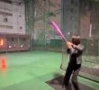 A woman who swings at the batting center