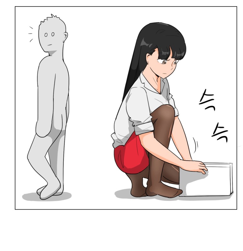 Manhwa, a cartoon where my younger sister takes a potty pad