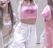 fromis_9 Saerom practicing the sleeveless cropped top dance