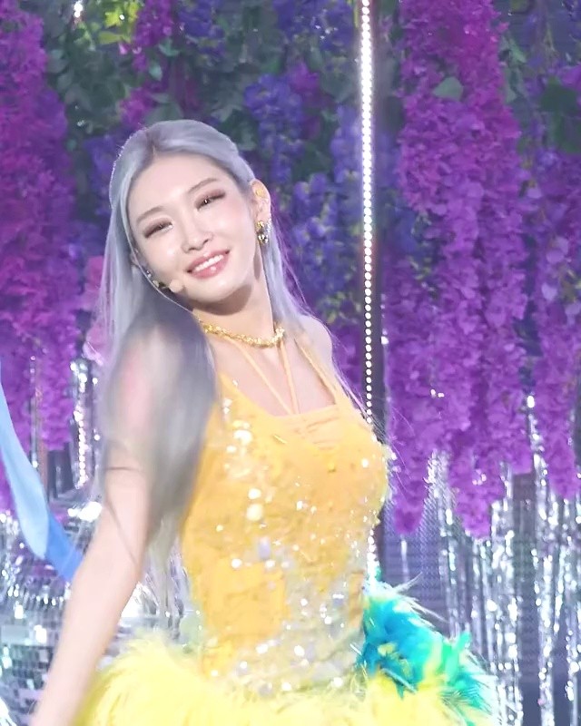 CHUNG HA's fancy skirt, which is short