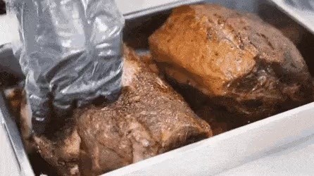 meat cooked at low temperatures for a long time