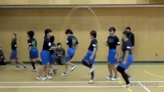 Japanese girls who jump rope 225 times a minute. GIF