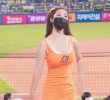 orange tight sleeveless dress Park Se-ah cheerleader