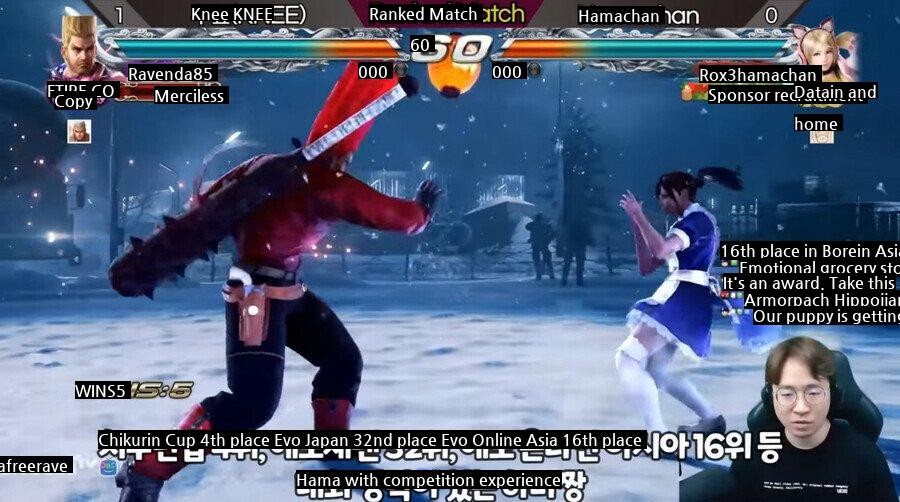 Tekken's knee reacts right after a Japanese heavenly master steals the game