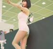 White mini-dress racing model Song Juah