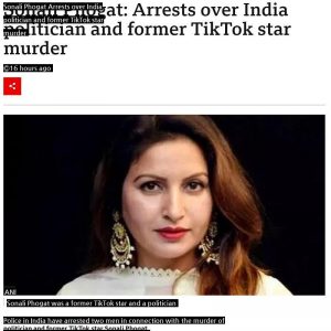 Rape murder of female politician in India