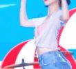 Bibi and Eunha are wearing pink cropped tops and short jeans