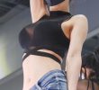 See-through black bra racing model Song Joo-ah