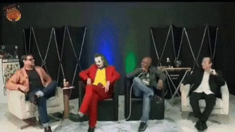 Joker who suddenly starts during talk show gif