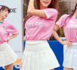 Pink T-shirt Tennis skirt Ahn Jihyun Cheerleader