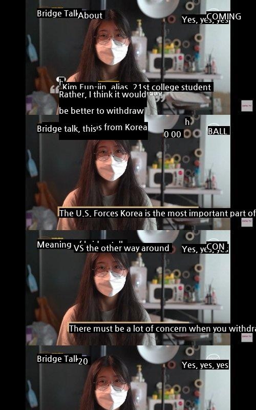 Young woman in favor of withdrawing U.S. troops from Korea
